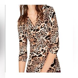 INC International Concepts leopard wave blouse S/M